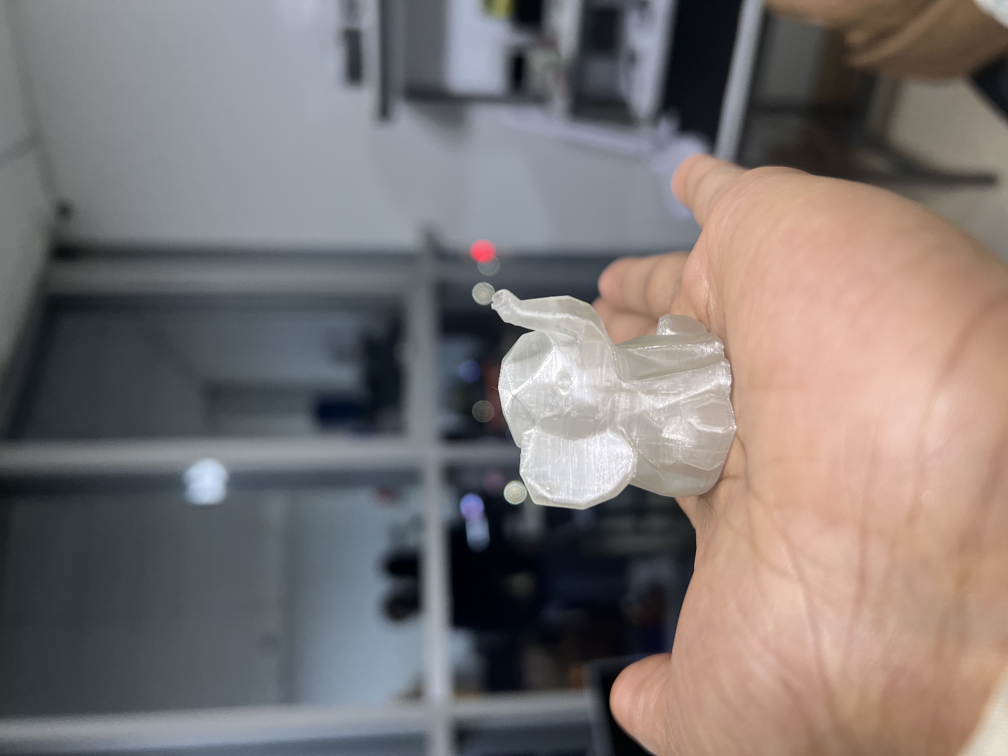 3D printed cute low poly elephant - PLA Basic Clear